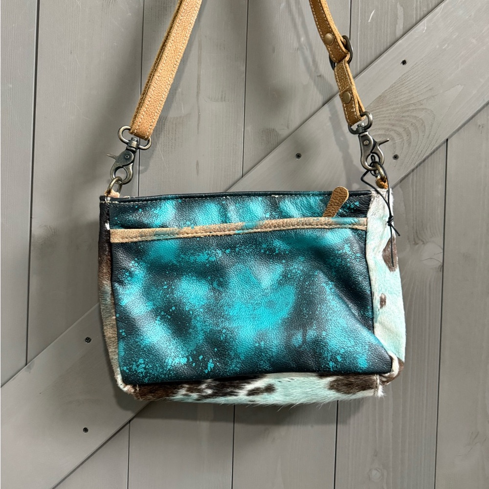 Myra Bag Patchwork Hide Crossbody Mint/Brown West… - image 3